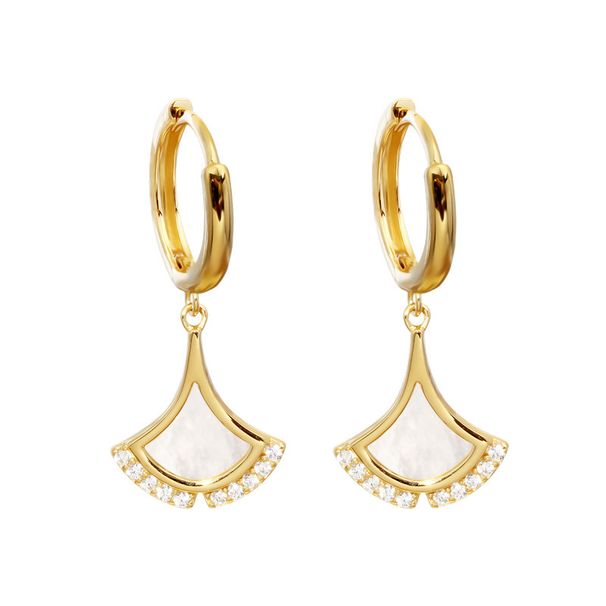 Fan-shaped Natural Shell Inlaid Small Skirt Earrings Women's High Quality High-grade Temperament_ipsvogv.com