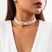 French Fashion Retro Geometric Beaded Necklace Simple Turquoise Multi Layer Design Long Chain Alloy Clavicle Chain_ipsvogv.com
