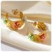 versatile stainless steel texture colored zircon pearl beaded flower earrings gold plated earrings_ipsvogv.com