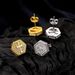 Unisex zircon hip hop earrings for men hexagonal gold plated full diamond earrings_ipsvogv.com