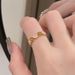 Medieval Enamel Peach Blossom Open Ring Floral Light Luxury High End Niche Design Fashion Retro Gold Ring_ipsvogv.com
