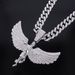 Unisex New Goddess Angel Wings Alloy Pendant Men's Full Diamond Rap Hip Hop Necklace_ipsvogv.com
