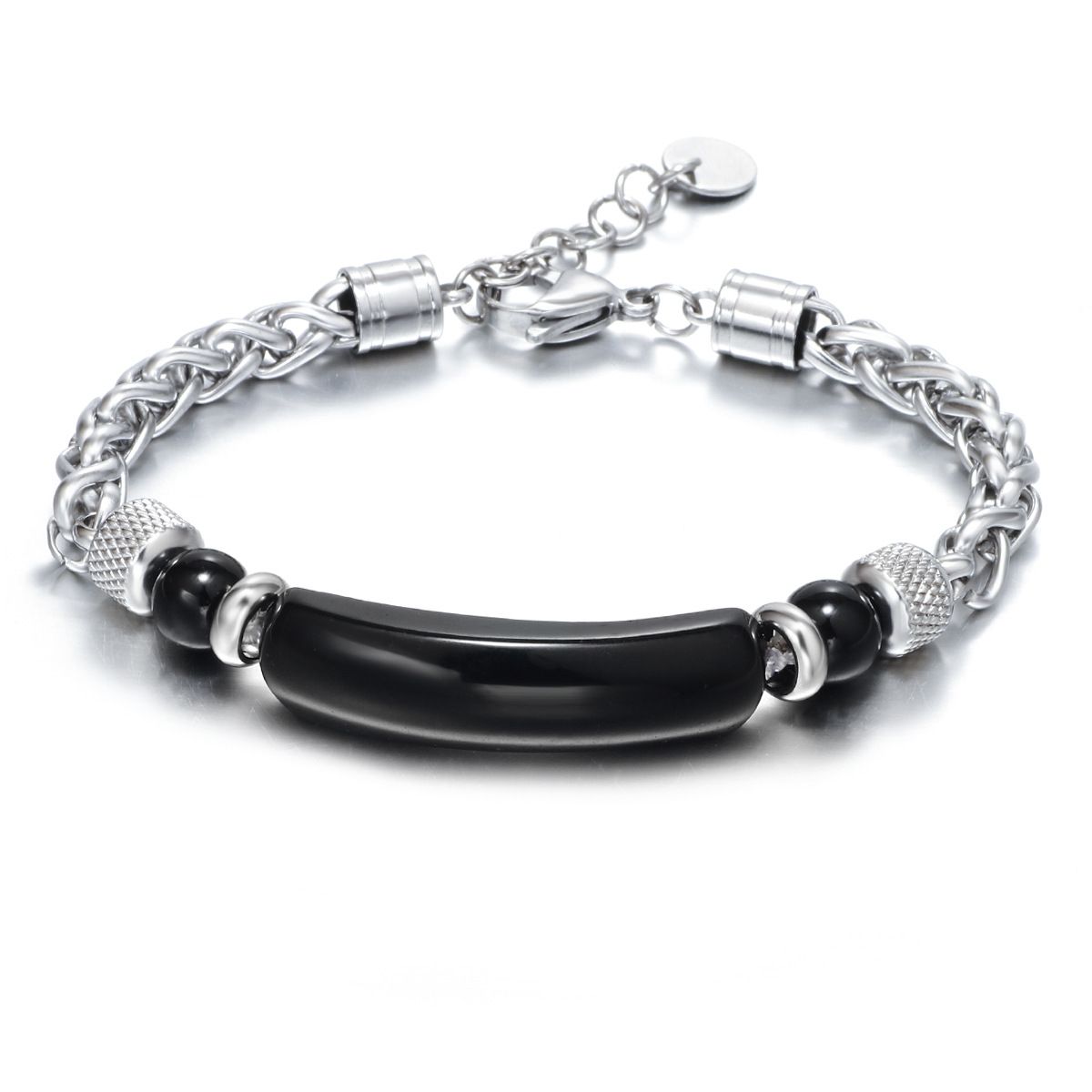 Natural For Men Trendy Fashion Personality Cool Titanium Steel Chain Spliced Tiger Eye Stone Men's Bracelet_ipsvogv.com