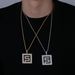 Men's Hip-Hop Style Solid Pendant Necklace With Zircon, Geometric Design, Gold & Silver Options Solid Pendant Zircon Trendy Necklace Accessories_ipsvogv.com