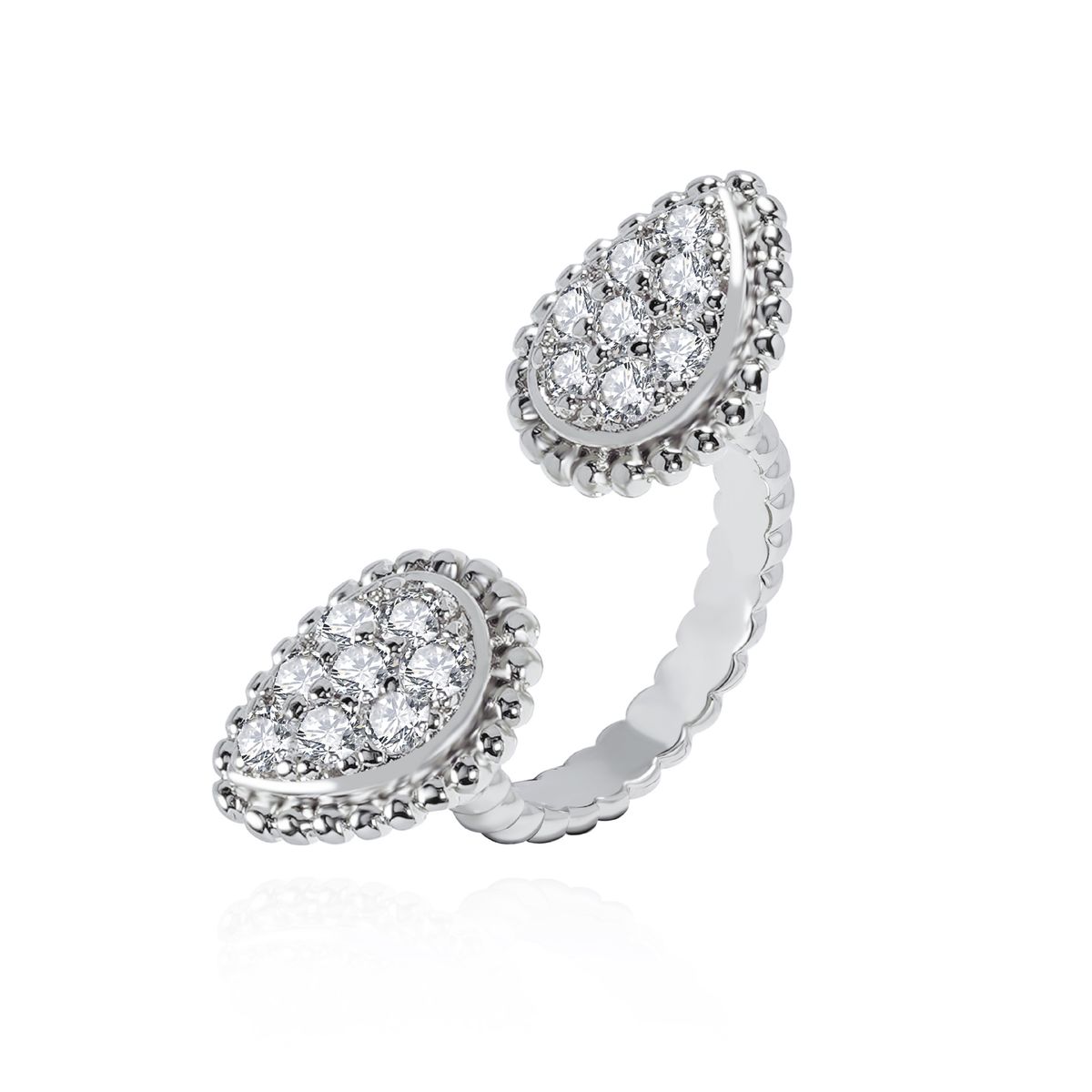 Women's Jewelry Beaded Diamond Teardrop Shaped Open Ring New French Retro Style Creative Design Active Mouth High End Jewelry_ipsvogv.com