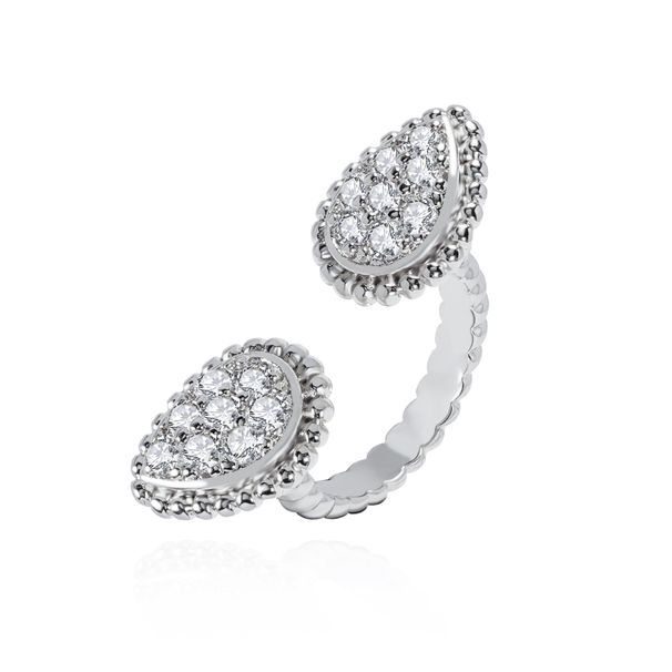 Women's Jewelry Beaded Diamond Teardrop Shaped Open Ring New French Retro Style Creative Design Active Mouth High End Jewelry_ipsvogv.com