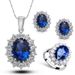 Women's Jewelry Set British Princess Sapphire Jewelry Necklace Earrings Ring Zircon Jewelry Set_ipsvogv.com