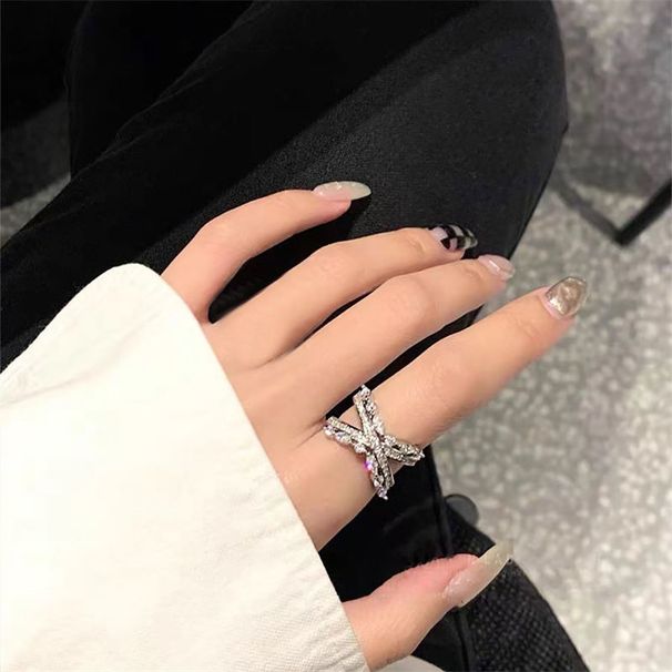 with Opening Korean Cross Multiple Full Layers Of Ins Trendy And Cool Style Wide Version Zircon Sparkling Diamond_ipsvogv.com