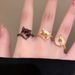 Sweet Cool Style Golden Peace Buckle Spirit Snake For Girls, Opening Finger Ring, Zodiac, Birth Year Adjustable Ring_ipsvogv.com