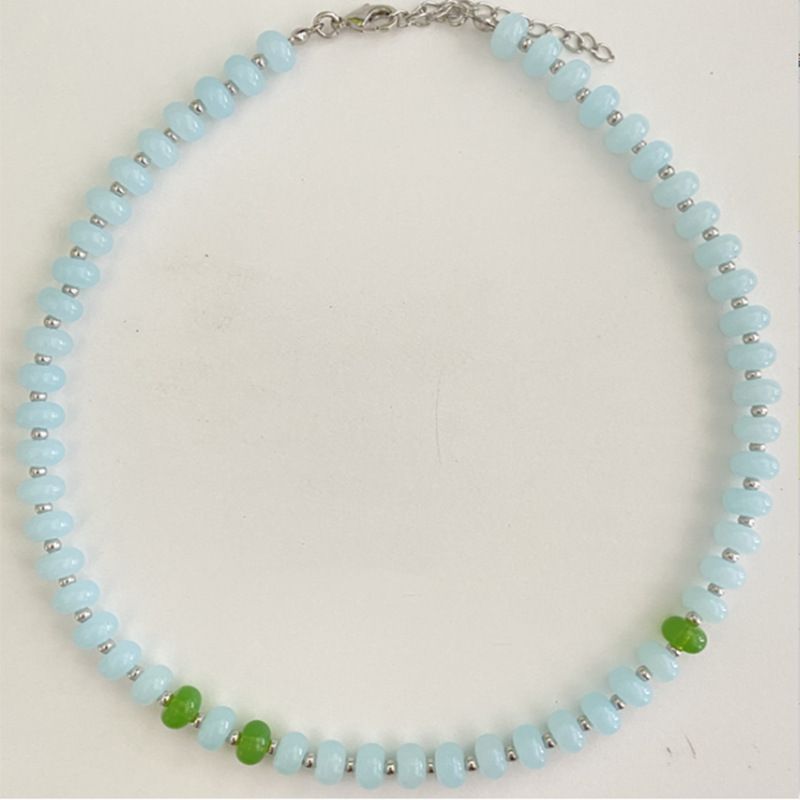 Blue Green Stone Pearl Collarbone Chain High-end Necklace As A Gift, Simple And Unique, Niche Fashion Collar For Women_ipsvogv.com