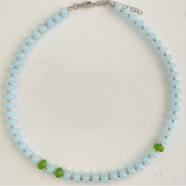 Blue Green Stone Pearl Collarbone Chain High-end Necklace As A Gift, Simple And Unique, Niche Fashion Collar For Women_ipsvogv.com