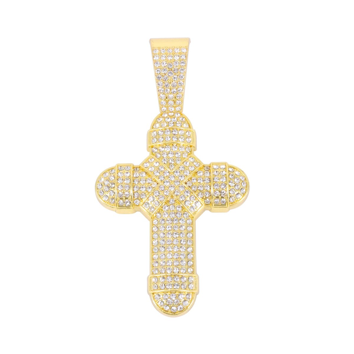 Unisex New Hot Selling Alloy Full Diamond Bundled Cross Pendant Fashion Trend Rap Men's Hip Hop Cuban Necklace_ipsvogv.com