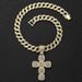 Personalized Hip-hop Rock Sugar Cross Pendant, Perfect Diamond Studded Alloy Cuban Necklace, Men's Jewelry_ipsvogv.com