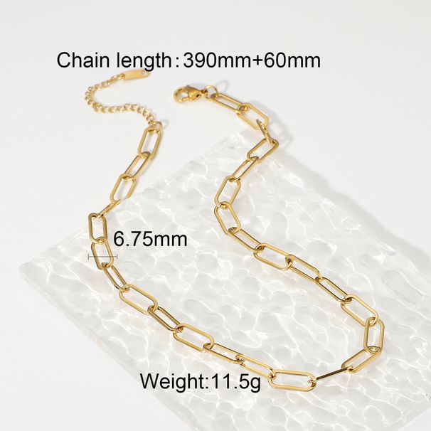 Women's Jewelry Punk Hip Hop Paper Clip Chain Necklace Jewelry Vacuum Electroplated K Gold Stainless Steel Collar Ladies_ipsvogv.com