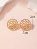 1 Pair Elegant Round Grid Zinc Alloy Ear Studs_ipsvogv.com