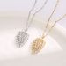 Fashionable and high-end titanium steel necklace with feather inlaid zircon ins for women's collarbone chain, gold_ipsvogv.com