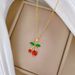 Steel 【 Titanium 】 Red Cherry Fruit Light Luxury Temperament Gorgeous Full Diamond Necklace Women's Versatile Collarbone 【 】_ipsvogv.com