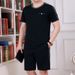 Men's Clothing Middle aged and elderly men's casual suits summer men's short sleeved shorts dad's loose clothes grandfather thin two piece suit_ipsvogv.com