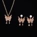 Jewelry niche design diamond butterfly necklace earrings two-piece fashion accessories_ipsvogv.com