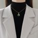 【 Titanium Steel 】 Water Drop Green Zircon Micro inlaid Necklace Earring Set Light Luxury Personalized temperament_ipsvogv.com