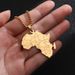 Retro Hip Hop Titanium Steel Gold African Map Shape Necklace Men and Women Hip Hop Animal Elephant Pendant Necklace_ipsvogv.com
