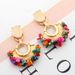 Fashion charm metal earrings exquisite fan shaped natural stone resin feminine temperament versatile earrings_ipsvogv.com