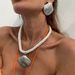 Bohemian Beach Vacation Style Metal Fan Shell Pendant With Exaggerated Personality And Thick Rope Necklace For Women_ipsvogv.com
