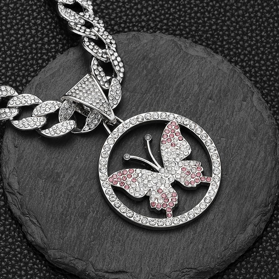 Hot Selling Hip-hop Hiphop Jewelry Full Diamond Butterfly Pendant Fashion Unisex Necklace_ipsvogv.com
