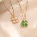 Korean Version Of Luxury Titanium Steel Necklace, Women's Cat's Eye Stone, Four Leaf Clover, Light Luxury, Niche Design,_ipsvogv.com