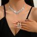 Bridal Jewelry Set - Lace Water Diamond 925 Silver Necklace (Wedding Photography, 16-18 Inch Chain, Matching Earrings, Luxury Gift Box)_ipsvogv.com