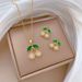 【 Titanium Steel 】 Green Leaf Cherry Necklace Earring Light Luxury Micro Inlay Personalized Temperament Banquet_ipsvogv.com