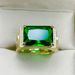 New Men's High-end Atmospheric Tourmaline Shafley Emerald Square Ring Green Does Not Fade_ipsvogv.com