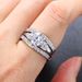 Popular engagement ring set with diamond and zircon ladies ring three piece set_ipsvogv.com