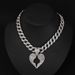 Unisex New Arrival Full Diamond Alloy Wing Pendant Cuban Chain Necklace Trendy Wing Heart Pendant Accessories_ipsvogv.com