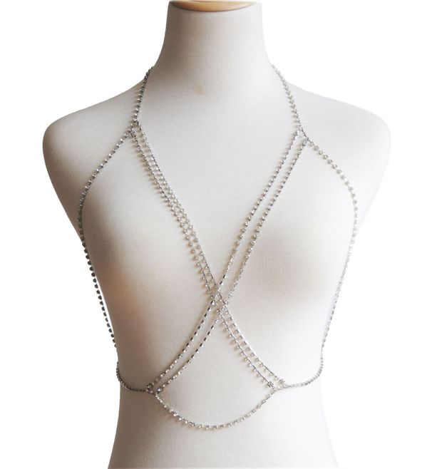 Women’s Jewelry Set Fashion Summer Fashion Sexy Bohemian Beach Rhinestone Underwear Necklace Multi Layer Bra_ipsvogv.com