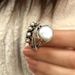 Cao Shi Fashion Thai Silver Vintage Round Three Layer Cross Pearl Ring_ipsvogv.com