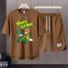 Men's Clothing 2024 Waffle Casual Summer Suit Men's Loose Teen Short sleeved T shirt Shorts Handsome Two piece Suit_ipsvogv.com