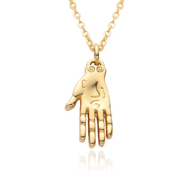 Retro Gold Personality Hand Shaped Pendant Necklace Female Ins Trendy Internet Celebrity Temperament Cold Style Clavicle Chain_ipsvogv.com