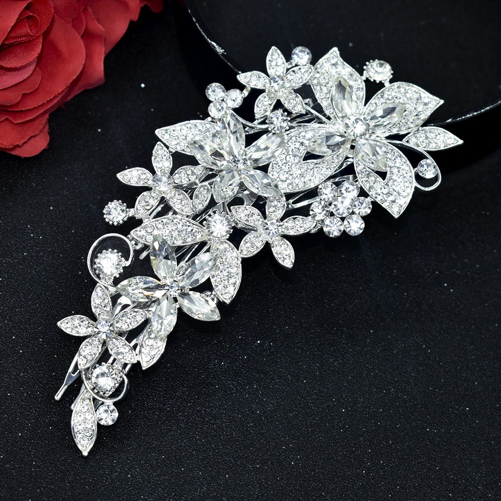Bride Crown Headdress Alloy Inlaid Rhinestones Crown Leaf Flower Hair Style Dress Accessories_ipsvogv.com