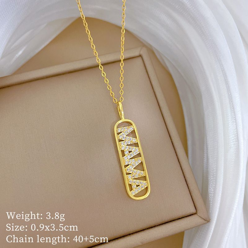 【 】 MAMA Sleek Fashion Light Luxury Charm Gorgeous Full Diamond Necklace Women's Versatile Clavicle Chain Titanium Steel_ipsvogv.com