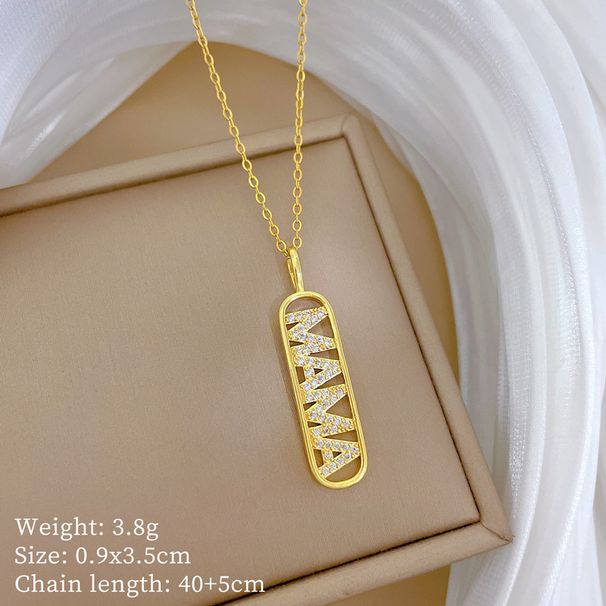 【 】 MAMA Sleek Fashion Light Luxury Charm Gorgeous Full Diamond Necklace Women's Versatile Clavicle Chain Titanium Steel_ipsvogv.com
