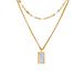 high end white mother of pearl titanium steel necklace geometric square double layer stacking light luxury niche stacking clavicle chain female_ipsvogv.com