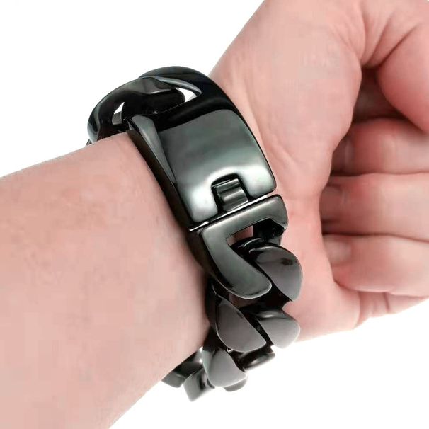 316L Stainless Steel Black Tone Curb 24mm Solid Heavy Bracelet Jewelry_ipsvogv.com