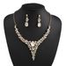 New Exaggerated Light Luxury Alloy And Earring Set Fashionable Elegant Colorful Full Diamond Long Necklace For Women_ipsvogv.com