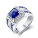 Sanjie's New Full Silver Alloy Inlaid With Blue Square Diamond Zircon Trendy Men's Ring_ipsvogv.com