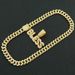 Cool diamond inlaid letter personalized splicing gold pendant necklace, popular new Cuban chain for men_ipsvogv.com