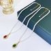 Copper Inlaid Zirconium Shijia Pearl Necklace, Women's Light Luxury Niche Design, High-end Water Droplet Red Green_ipsvogv.com