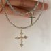 Cool Girl Style Crystal Bead Cross Necklace For Women, Light Luxury, Niche, Layered Collarbone Chain, High-end_ipsvogv.com