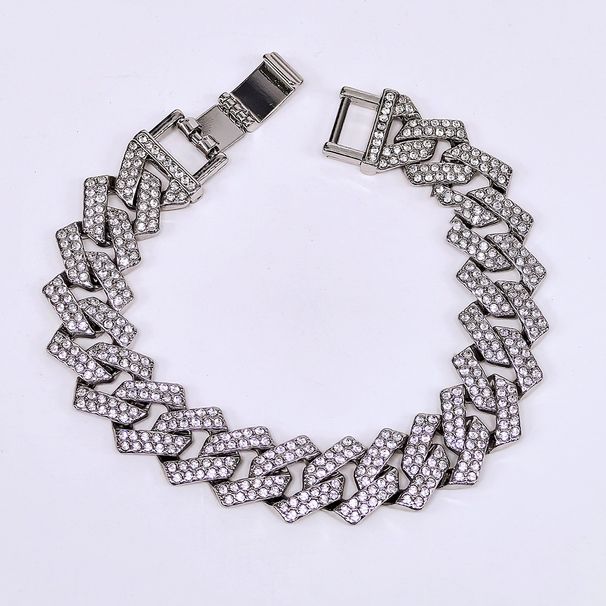Men’s Jewelry Set Fashion Hip Hop Style New 15mm Diamond Simple Head Trendy Cuban Chain Full Diamond Necklace Big Gold Chain_ipsvogv.com