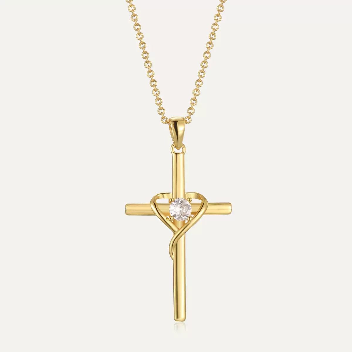 Hot Sale Easter Heart Shaped Cross Diamond Pendant Necklace European And American Fashion Personality Simple Ladies Jewelry_ipsvogv.com